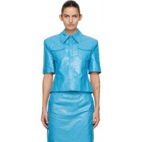 WILLY CHAVARRIA Blue Chavela S/S Leather Shirt 261232F109008