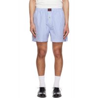 Willy CHAVARRIA White & Blue Woven Boxer Shorts 261232M193078