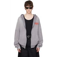 WILLY CHAVARRIA Gray CCC Hooligan Zip Through Hoodie 261232M202041