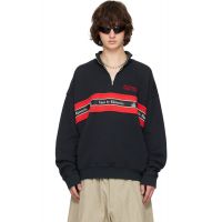 WILLY Chavarria Black Casa de Gilroy Mock Neck Sweatshirt 261232M202046