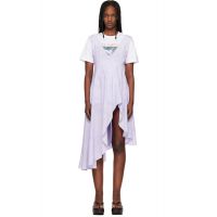 Collina Strada Purple Lilac Floral Scribble Tulip Midi Dress 261236F054005