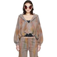 Collina Strada Gray Gathered Zip Up Hoodie 261236F097001