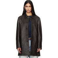 TONYWACK Brown Aged Lamb Leather Car Coat 261251F064002