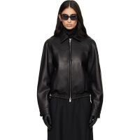 TONYWACK Black Vintage Lamb Leather Bomber Jacket 261251F064004
