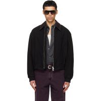 TONYWACK Black Garment Washed Western Bomber Jacket 261251M175003