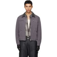 TONYWACK Navy Garment Washed Zip Work Jacket 261251M180006
