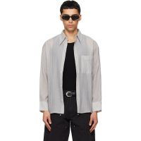 TONYWACK Gray Lyocell Oversized Stripe Shirt 261251M192013