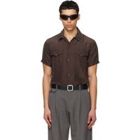 TONYWACK Brown Washed Rayon Pearl Snap Shirt 261251M192016