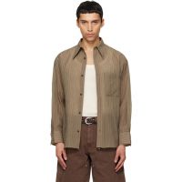 TONYWACK Khaki Lyocell Oversized Stripe Shirt 261251M192017