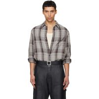 TONYWACK Gray Washed Cotton Blend Check Shirt 261251M192019
