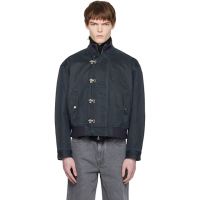 COOR Navy Washed Deck Hook Lip Bomber Jacket 261254M180006