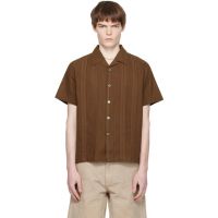 COOR Brown Guayabera Tape Half Shirt 261254M192008