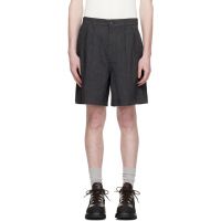 COOR Gray Two Tuck Linen Shorts 261254M193005