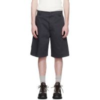 COOR Navy Cotton Blend Stitch Pointed Bermuda Shorts 261254M193006