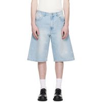 COOR Blue Painted Washed Bermuda Denim Shorts 261254M193014