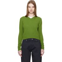 &Daughter Green Sligo Shrunken V-Neck Sweater 261255F100003