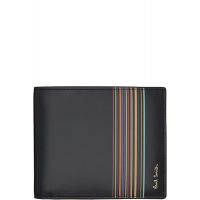 Paul Smith Black Leather Signature Stripe Block Billfold Wallet 261260M164012