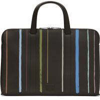Paul Smith Brown Painted Stripe Slim Leather Folio Briefcase 261260M167000