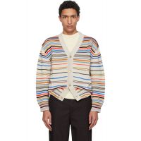 Paul Smith Beige Signature Stripe Cotton-Blend Cardigan 261260M200002