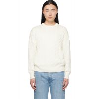 Ralph Lauren Purple Label White Cotton Silk Cable Crewneck Sweater 261261M201003