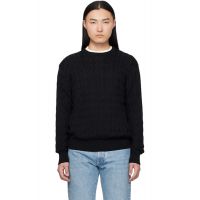 Ralph Lauren Purple Label Black Cotton Silk Cable Crewneck Sweater 261261M201004