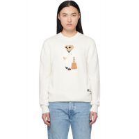Ralph Lauren Purple Label White Polo Bear Silk-Linen Sweater 261261M201005