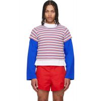 LII Purple & Red Cropped Stripe T-shirt 261284M213003