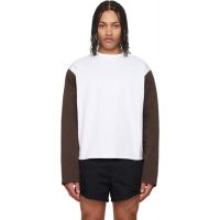 LII White Contrast Long Sleeve T-shirt 261284M213010