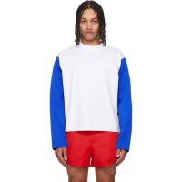 LII White Contrast Long Sleeve T-shirt 261284M213011