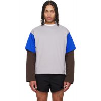 LII Gray Contrast Sleeve T-shirt 261284M213013