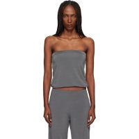 BAMBOU ROGER KWONG Gray Shiny Crepe Jersey Bustier Top 261295F111000