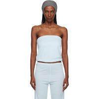 BAMBOU ROGER KWONG Blue Shiny Crepe Jersey Bustier Top 261295F111001