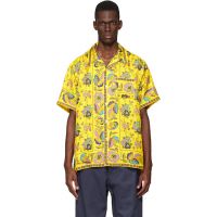 Vowels Yellow Short Sleeve Silk Scarf Shirt 261326M192000