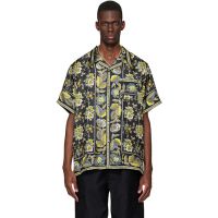 Vowels Black Short Sleeve Silk Scarf Shirt 261326M192001
