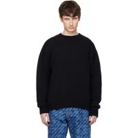 Vowels Black Knit Crewneck 261326M201000