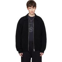 Vowels Black Eyelet Knitted Zip-Up Jacket 261326M202000