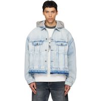 We11done Blue Layered Denim Jacket 261327M177001