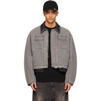 We11done Gray Cut-Out Work Jacket 261327M180003