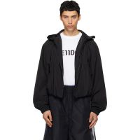 We11done Black Gathered Neck Hoodie Jacket 261327M180006