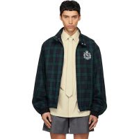 We11done Green Classic Check Herrington Jacket 261327M180011