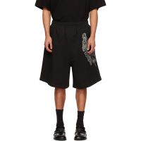 We11done Black Cross Chain Shorts 261327M193002