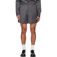 We11done Gray Wool Tucked Shorts 261327M193003