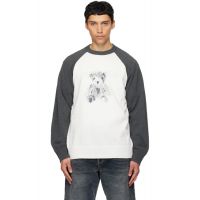 We11done White & Gray Teddy Raglan Sweater 261327M201003