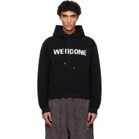 We11done Black Basic Logo Fitted Hoodie 261327M202015