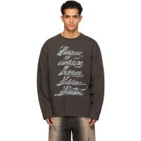 We11done Gray Se11done Multi-Logo Long Sleeve T-shirt 261327M213012