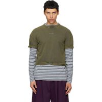 We11done Green & Gray Layered Stripe Long-Sleeve T-shirt 261327M213027