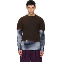 We11done Brown & Blue Layered Stripe Long-Sleeve T-shirt 261327M213028