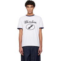 We11done White Cursive Logo Fitted Ringer T-shirt 261327M213032