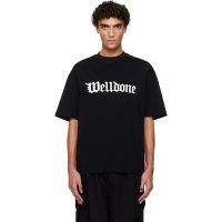 We11done Black Gothic Logo T-shirt 261327M213047