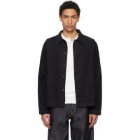 Merz b. Schwanen Black Cropped Workers Linen Jacket 261328M180003